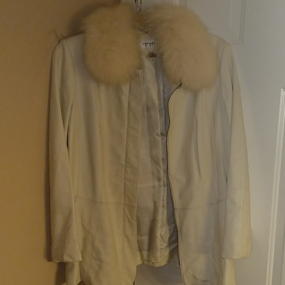 Cream Fur Leather Jacket